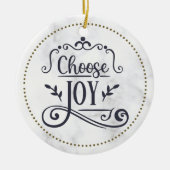 Schattige Script Typografie Kies Joy in Dark Blue Keramisch Ornament (Voorkant)
