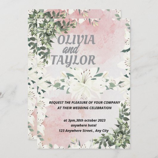 Schattige script uitnodiging bruiloft (Voorkant / Achterkant)