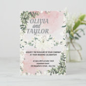 Schattige script uitnodiging bruiloft (Staand voorkant)