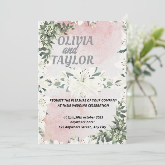 Schattige script uitnodiging bruiloft (Staand voorkant)