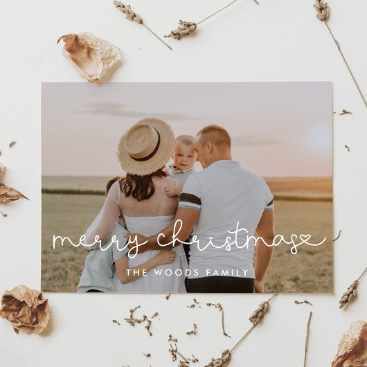 Schattige script Vrolijke kerstfoto Feestdagenkaart