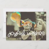 Schattige Script Vrolijke Wensen Familie Foto Kers Feestdagenkaart (Voorkant)