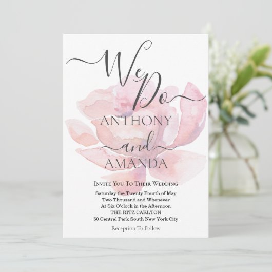 Schattige script waterverf roos overlay script kaart (Staand voorkant)