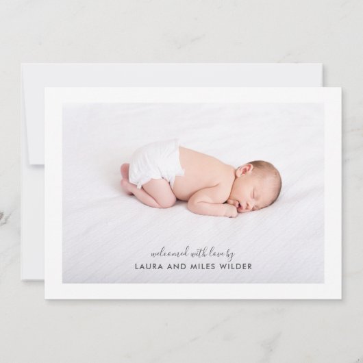 Schattige scriptnaam Foto Geboorte Aankondiging (Achterkant)