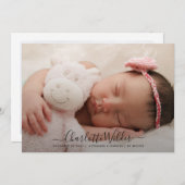 Schattige scriptnaam Foto Geboorte Aankondiging (Voorkant / Achterkant)