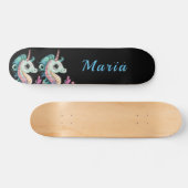 Schattige Seahorse aangepaste naam Persoonlijk Skateboard (Horizontaal)