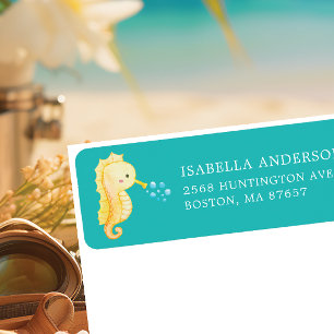 Schattige Seahorse Baby shower Adreslabel Etiket