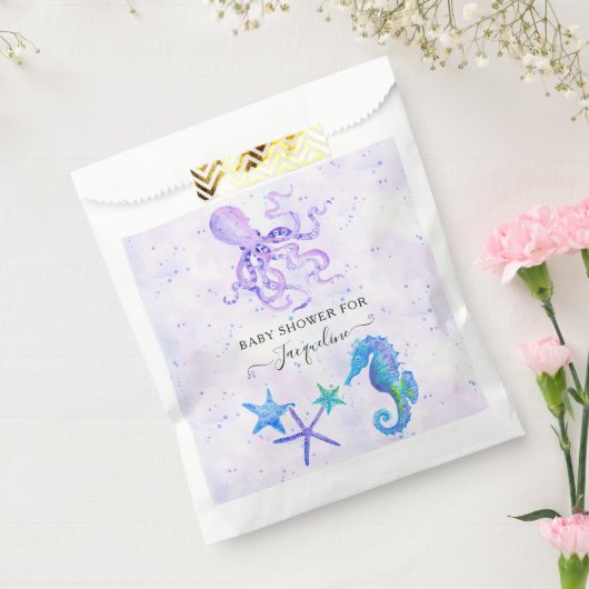 Schattige Seahorse Stafish Octopus Beach Baby show Bedankzakje (Gezegeld)