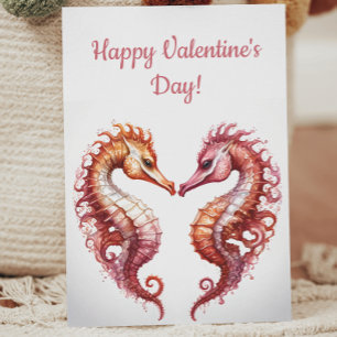 Schattige Seahorse Sweethearts Hart Valentijn Feestdagenkaart