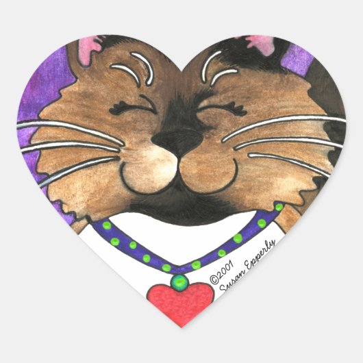 Schattige Seal Point Siamese Fluffy Ragdoll Kitty  Hart Sticker (Voorkant)