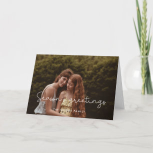 Schattige seizoen Groeten Familiefoto Feestdagen Kaart