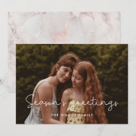 Schattige seizoen Groeten Familiefoto Feestdagenkaart