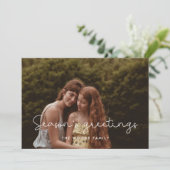 Schattige seizoen Groeten Familiefoto Feestdagenkaart (Staand voorkant)