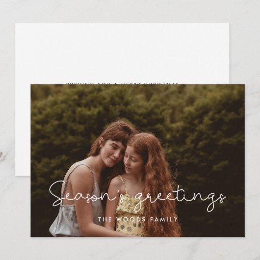 Schattige seizoen Groeten Familiefoto Feestdagenkaart (Voorkant / Achterkant)