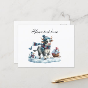 Schattige Seizoens Winter koeien liefhebbers voeg Briefkaart