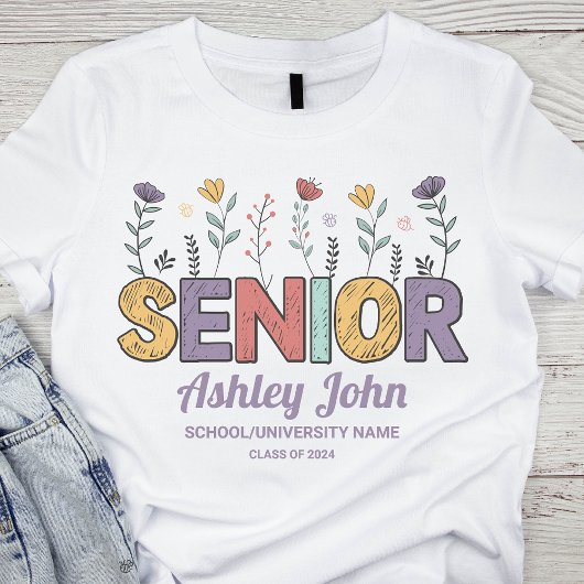 Schattige Senior Retro Flower Gepersonaliseerd Afs T-shirt