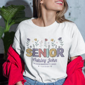 Schattige Senior Retro Flower Gepersonaliseerd Afs T-shirt