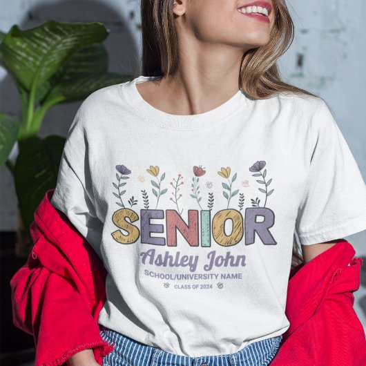 Schattige Senior Retro Flower Gepersonaliseerd Afs T-shirt