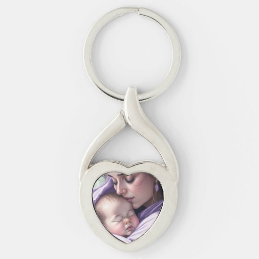 Schattige Sentimentele Moeder en Baby Liefde Bond Sleutelhanger (Voorkant)