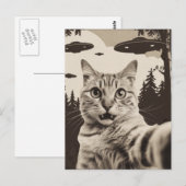 Schattige sepia Kat en ufo's Briefkaart (Voorkant / Achterkant)