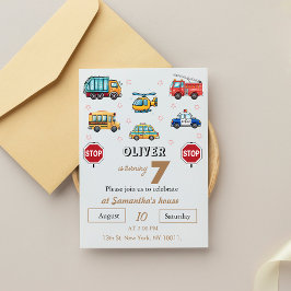 Schattige Service Voertuig Verjaardag bash Kaart