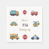 Schattige Service Voertuig Verjaardag bash Servet (Voorkant)