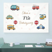 Schattige Service Voertuig Verjaardag bash Spandoek (Beurs)