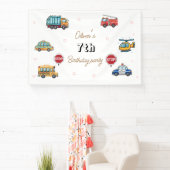 Schattige Service Voertuig Verjaardag bash Spandoek (Insitu)