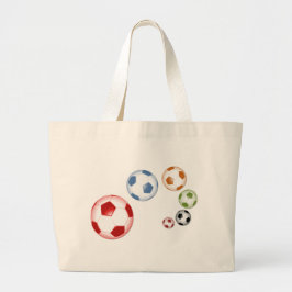 Schattige set voetballen grote tote bag