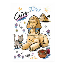 Schattige Sfinx Caïro Egypte Doodle Kunst