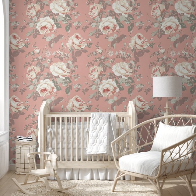 Schattige Shabby Chic Floral Wallpaper Behang (Kinderen)