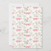 Schattige shabby chic roze strik bloemenbaby meisj kaart (Achterkant)