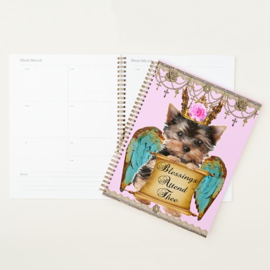 Schattige Shabby Chic Yorkie Angel Puppy Dog Planner (Display)