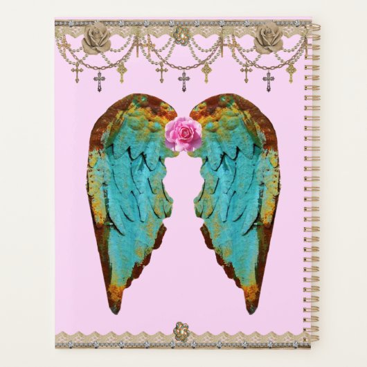 Schattige Shabby Chic Yorkie Angel Puppy Dog Planner (Achterkant)