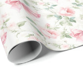 Schattige shabby chique bohemian floral roze rose  cadeaupapier (Rol Hoek)