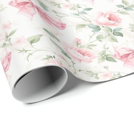 Schattige shabby chique bohemian floral roze rose  cadeaupapier (Rol Hoek)