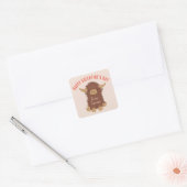 Schattige, shaggy Highland koe aangepaste Valentij Vierkante Sticker (Envelop)