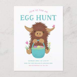 Schattige, shaggy Highland koe Paasmand ontwerp Briefkaart