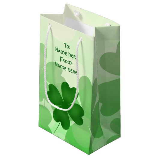 Schattige Shamrock-ontwerp Klein Cadeauzakje (Voorkant Gekanteld)