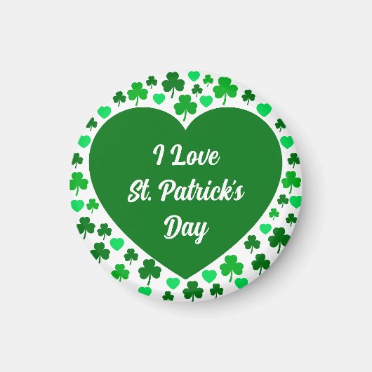 Schattige Shamrocks en Hartjes Groene St. Patrick' Magneet (Voorkant)