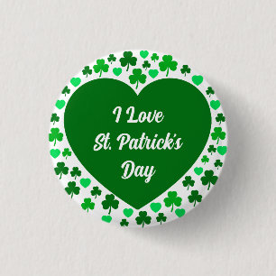 Schattige Shamrocks en Hartjes Groene St. Patrick' Ronde Button 3,2 Cm