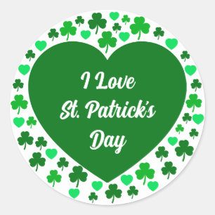 Schattige Shamrocks en Hartjes Groene St. Patrick' Ronde Sticker