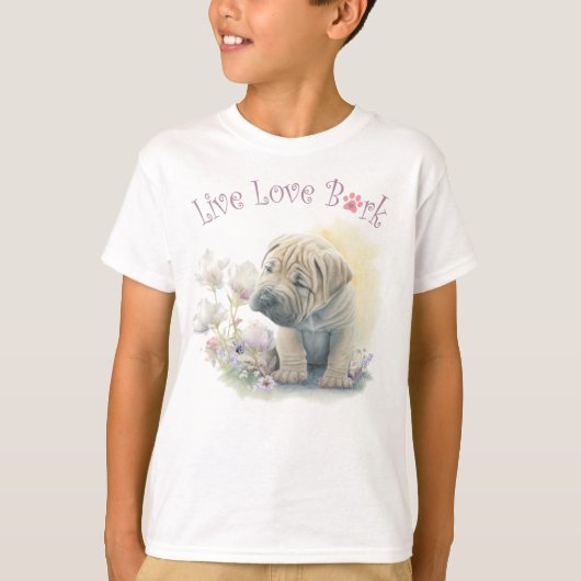 Schattige Shar-pei-hond bloemig T-shirt (Voorkant)