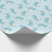 Schattige Shark Baby shower Kawaii Cadeaupapier (Hoek)