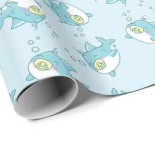 Schattige Shark Baby shower Kawaii Cadeaupapier