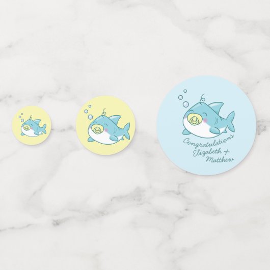 Schattige Shark Baby shower Kawaii Confetti (Achterkanten)