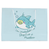 Schattige Shark Baby shower Kawaii Groot Cadeauzakje (Achterkant)