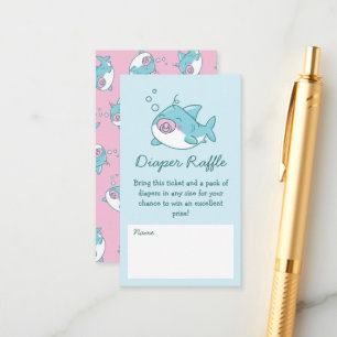 Schattige Shark Baby shower Kawaii Luier Raffle Ro Informatiekaartje