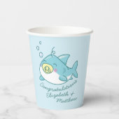 Schattige Shark Baby shower Kawaii Papieren Bekers (Achterkant)