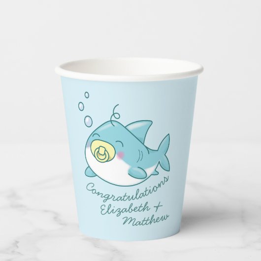 Schattige Shark Baby shower Kawaii Papieren Bekers (Voorkant)